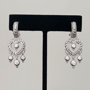 Judith Ripka Vintage Sterling Silver Heart CZ Earings